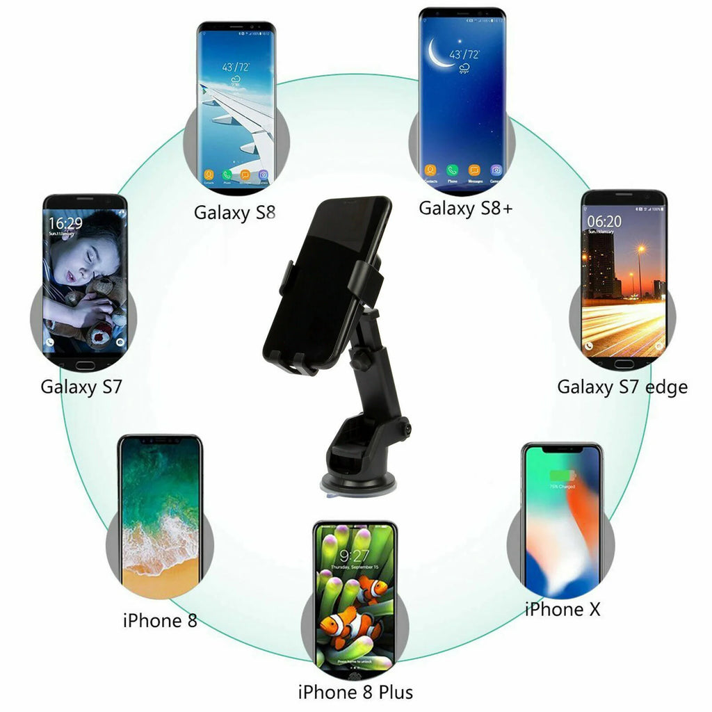 Qi Wireless Fast Charging Car Charger Mount Holder Stand 2 in 1 for Cell Phone