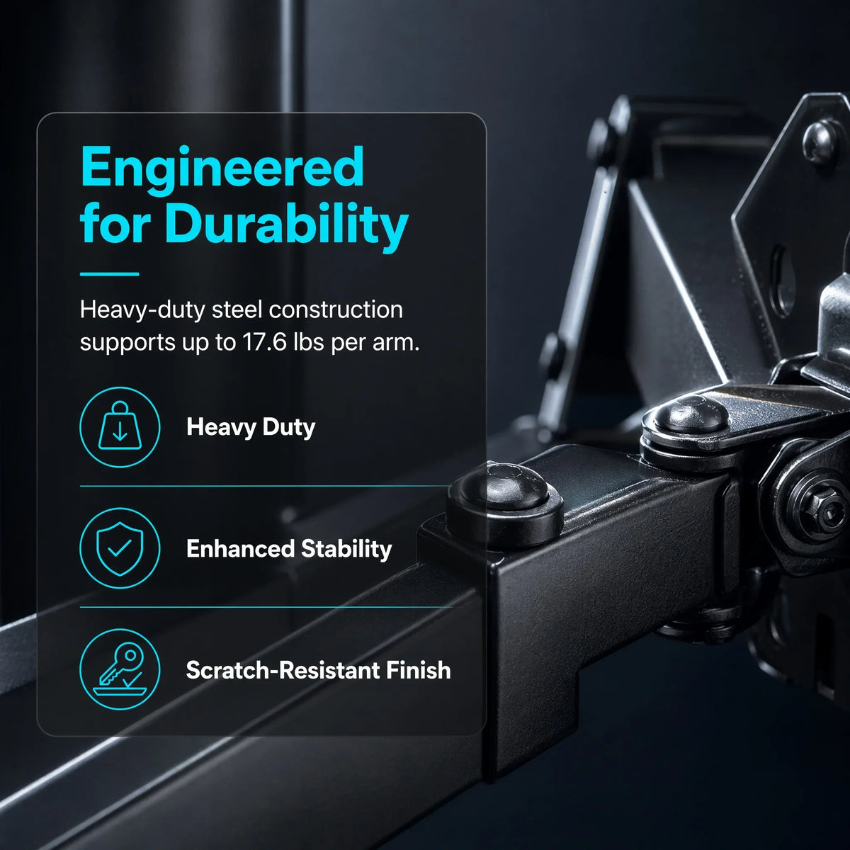 Dual Monitor Stand, Heavy Duty Adjustable Monitor Desk Mount for 2 Screens up to 32 Inches, Fully Adjustable Height, Tilt, Swivel, Rotate, Supports 17.6 Lbs per Monitor Arm, Easy Installation