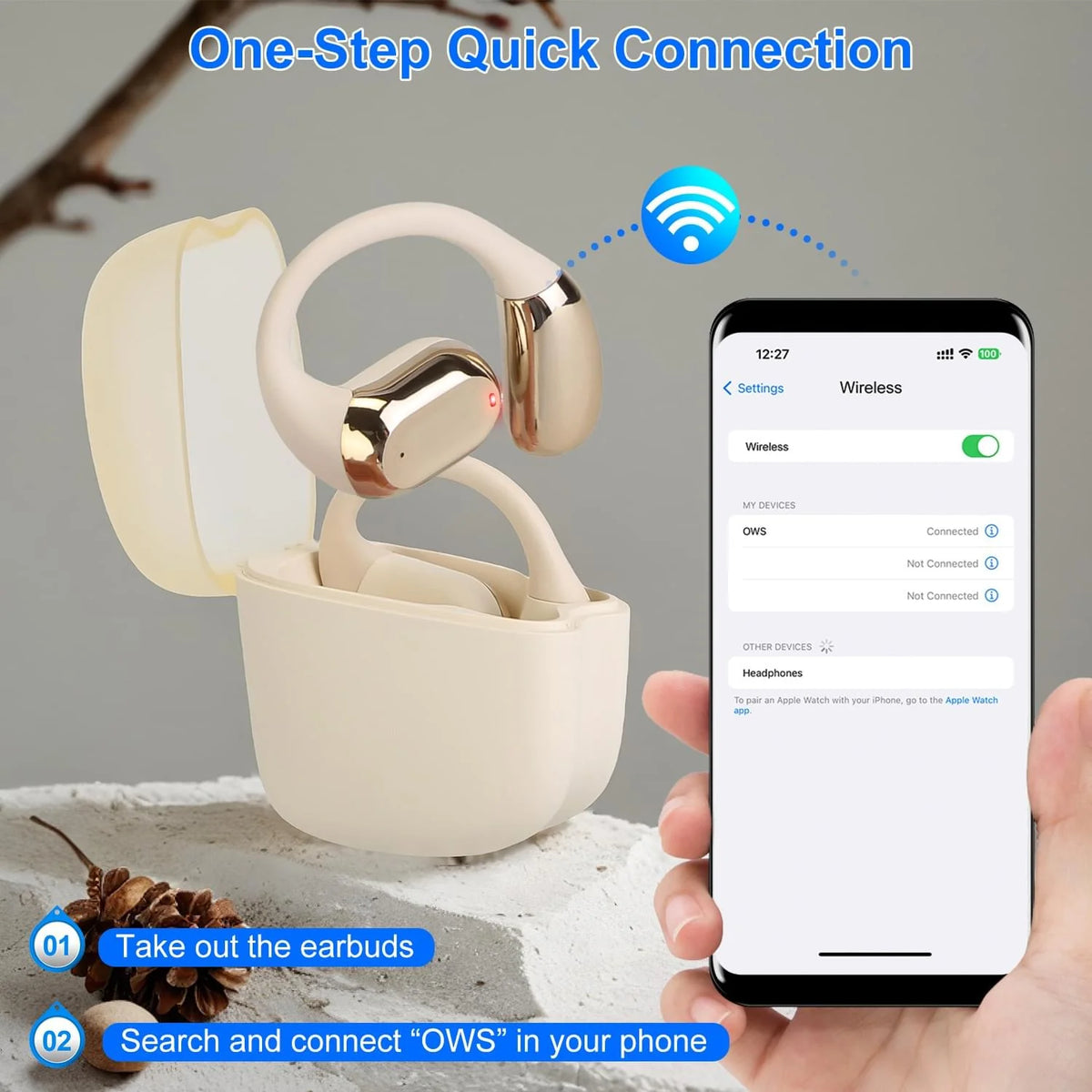 Open-Ear Earbuds with Display Case