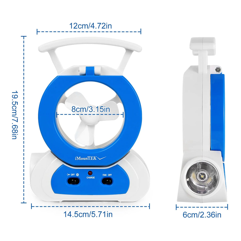Desk Cooling Fan with 180Degree Adjustable LED Lamp Baby Stroller Fan Emergency Flashlight Torch for Household Camping Traveling
