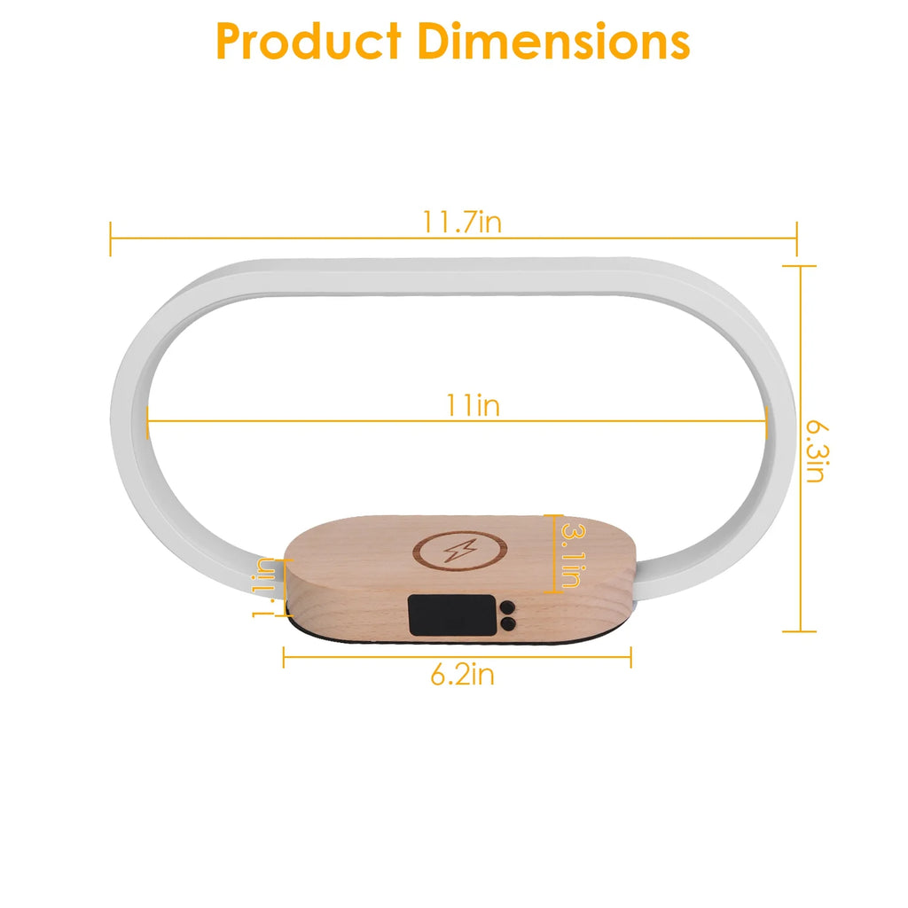 Bedside Lamp with Clock and Wireless Charger