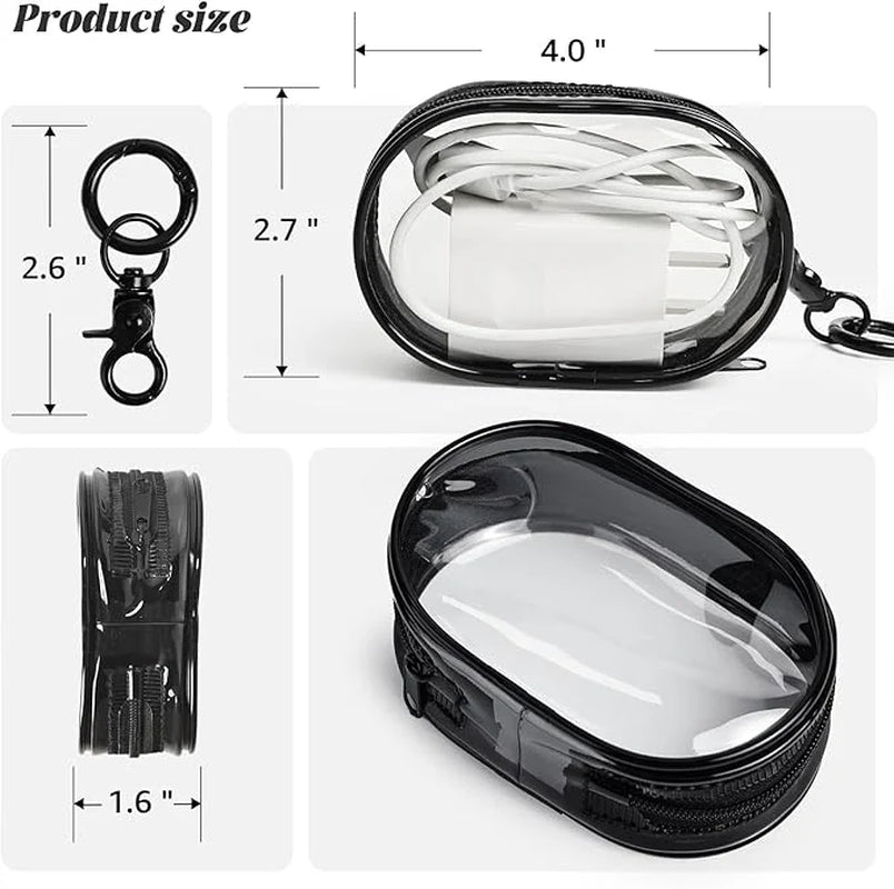 2Pcs PVC Storage Bag for Organizing Data Cables, Chargers, Earphone, Earbud, Keys, Change, Camera Chips, Portable Transparent Storage