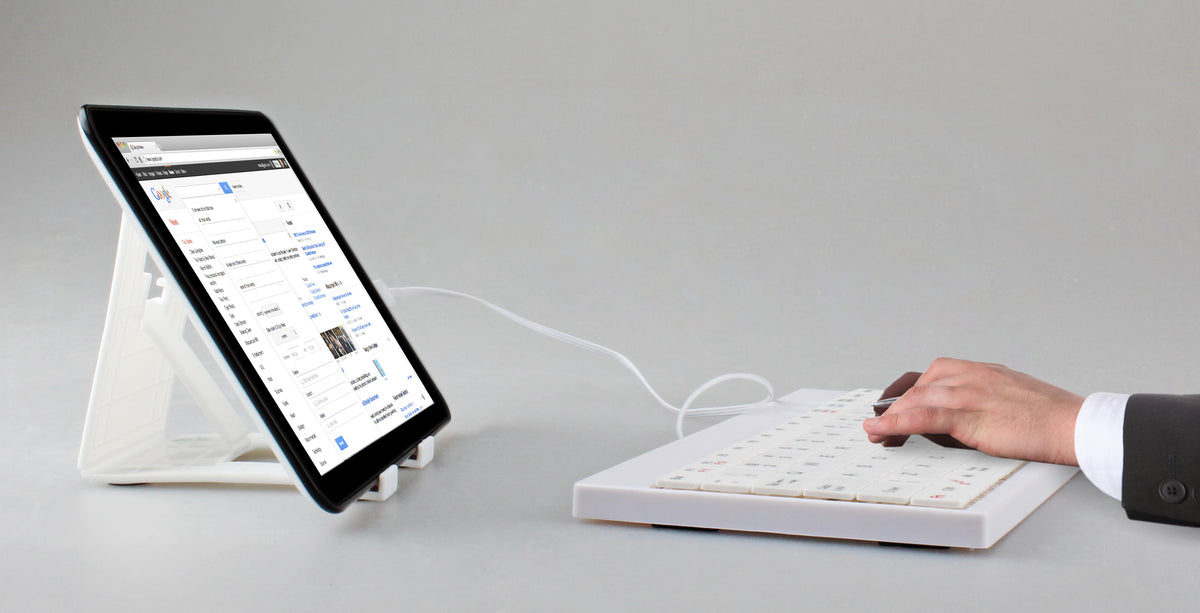 80-key wired keyboard with tablet stand