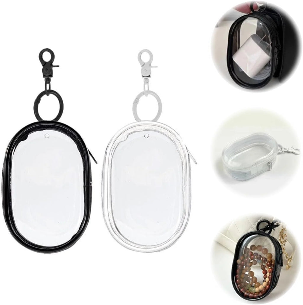 2Pcs PVC Storage Bag for Organizing Data Cables, Chargers, Earphone, Earbud, Keys, Change, Camera Chips, Portable Transparent Storage