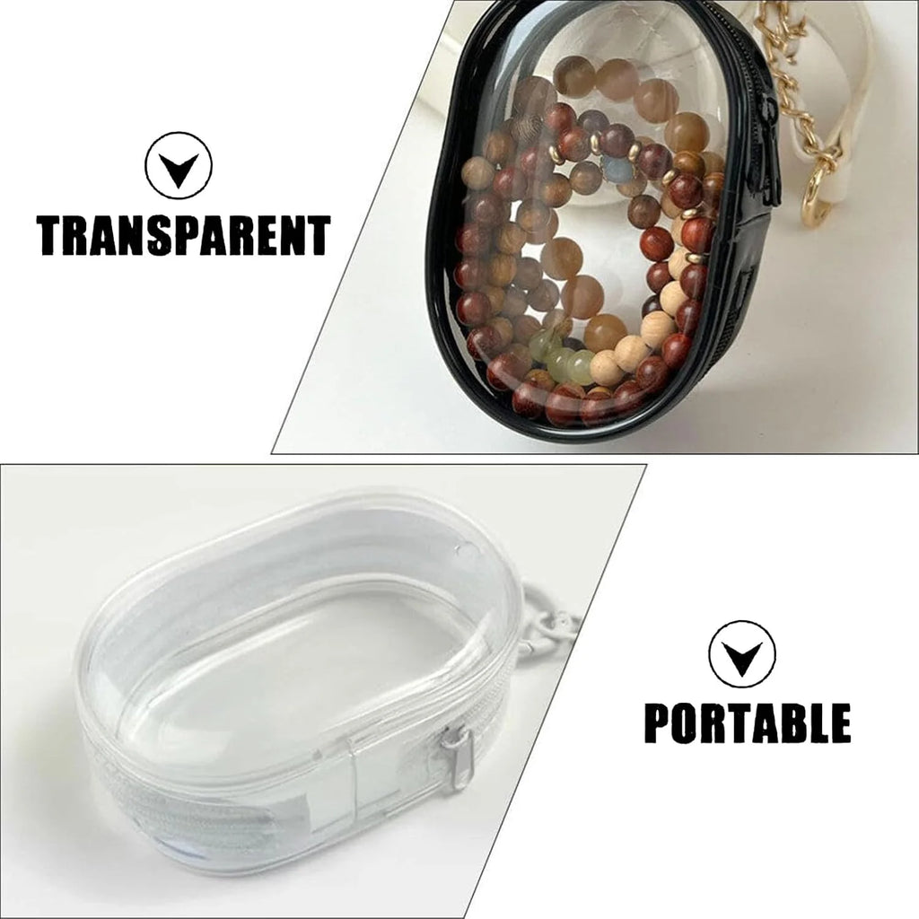 2Pcs PVC Storage Bag for Organizing Data Cables, Chargers, Earphone, Earbud, Keys, Change, Camera Chips, Portable Transparent Storage