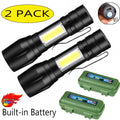 LED Telescopic Flashlight Military Torch USB Rechargeable Pen Light for Camping