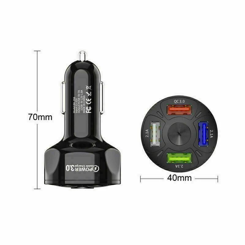 In-Car 4Ports USB Car Charge 45W Mini Fast Charging for Phone Charger Adapter