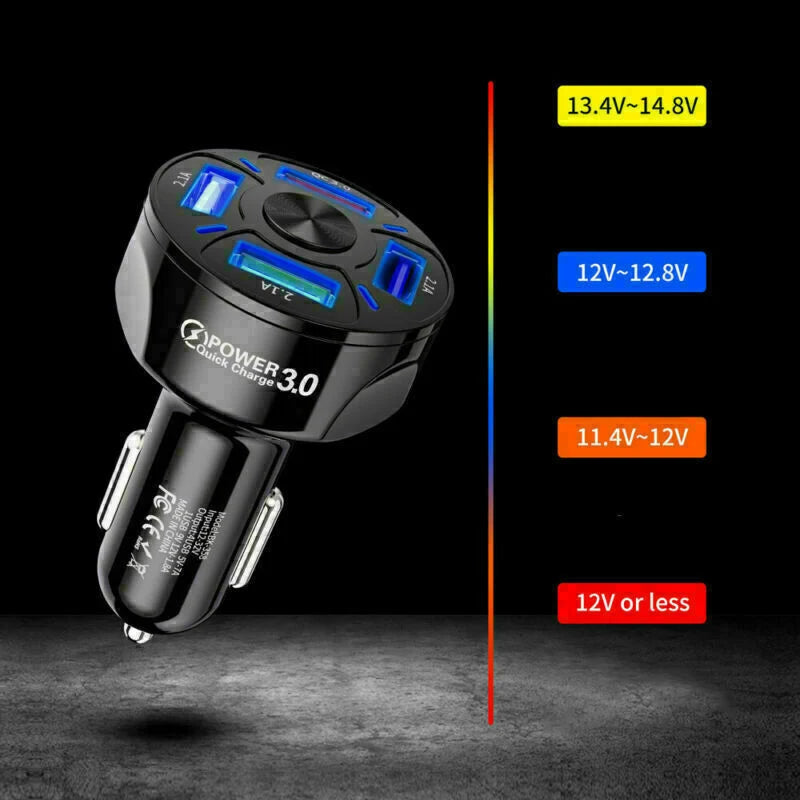 In-Car 4Ports USB Car Charge 45W Mini Fast Charging for Phone Charger Adapter