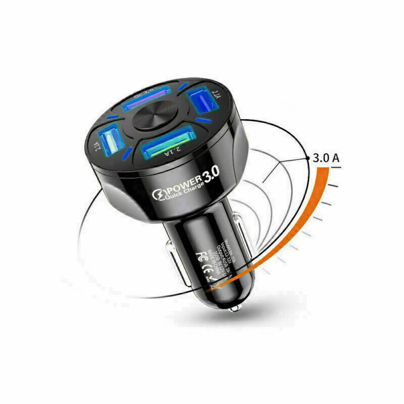 In-Car 4Ports USB Car Charge 45W Mini Fast Charging for Phone Charger Adapter